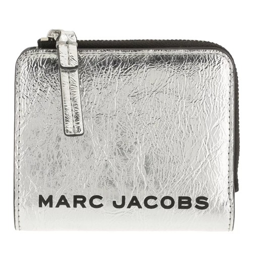 Marc Jacobs The Metallic Mini Compact Wallet Silver Bi-Fold Portemonnaie