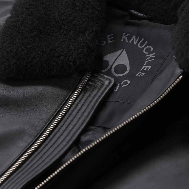 Moose Knuckles Veste en cuir Lederjacke Toba schwarz(Image 3)