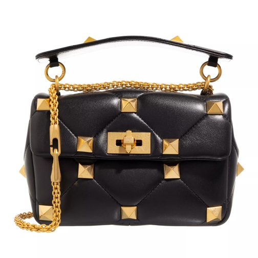 Valentino Garavani Medium Roman Stud The Shoulder Bag With Chain Black Satchel