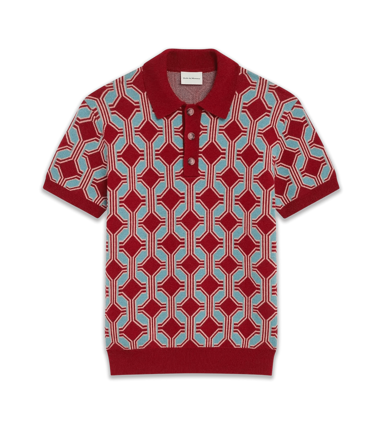 Drôle De Monsieur - Polo mit geometrischem Muster - Größe XL - rot