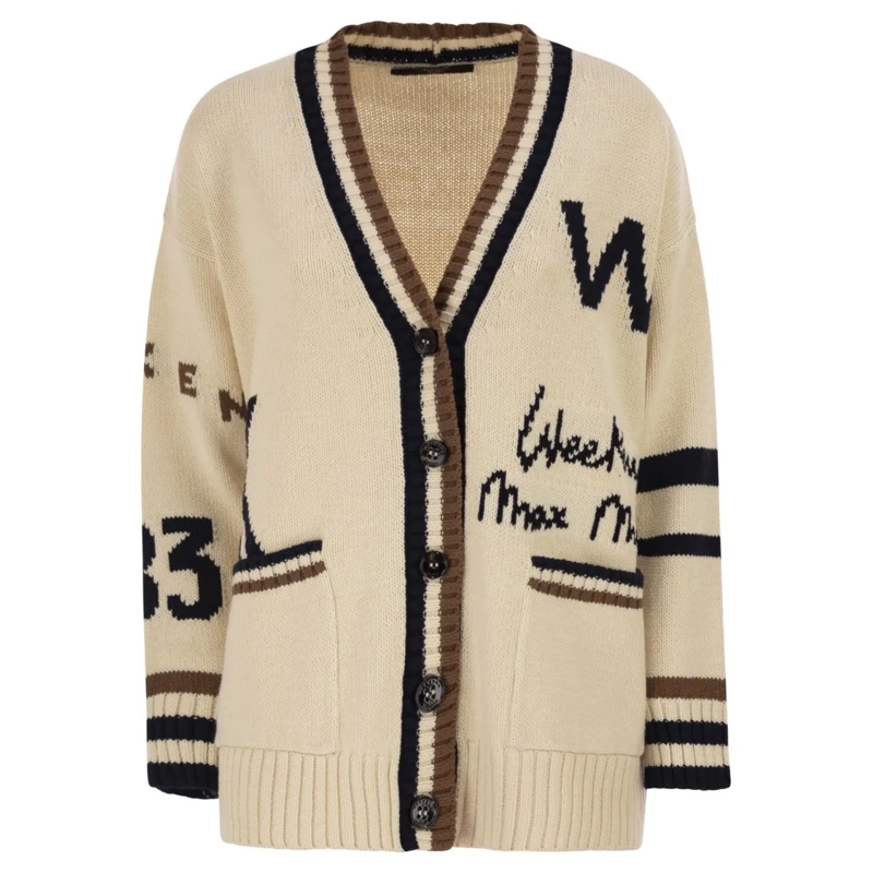 Max Mara Vest Wkdblasone - Oversized Cardigan In Cotton Blend Neutrals