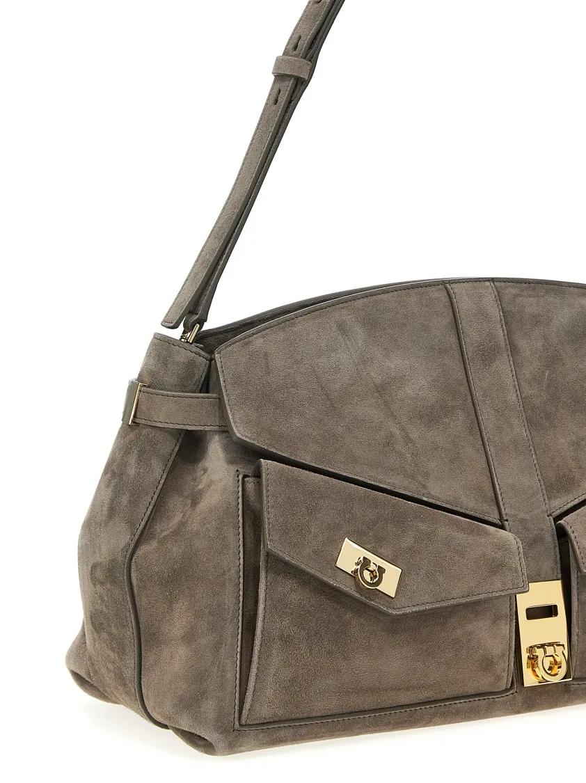 Salvatore Ferragamo Hobo bags 'Hug Multipocket (L)' Crossbody Bag in grijs