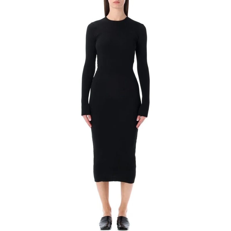 FEAR OF GOD Robe midi Essentials Rib Long Sleeve Dress Black