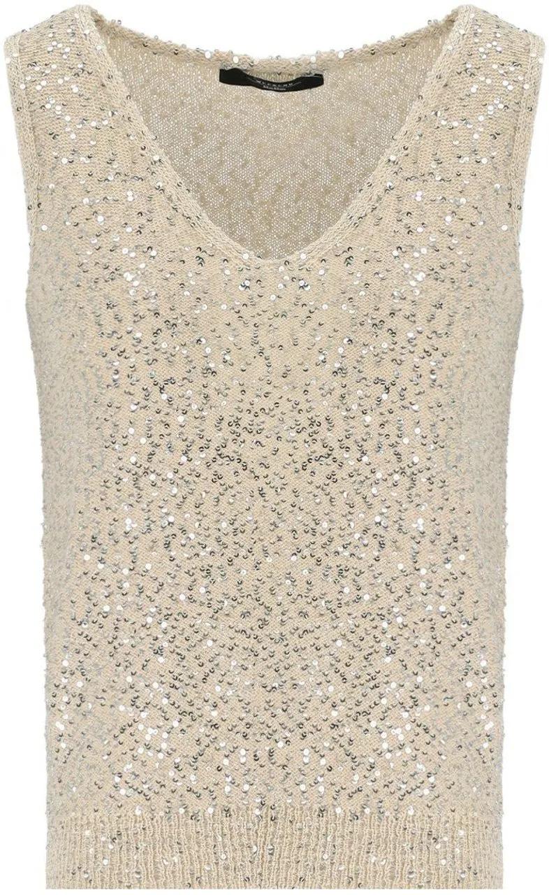 Thumbnail - Max Mara - Max Mara Weekend Colomba Silver Sequins Top Silver - Größe M - silberfarben