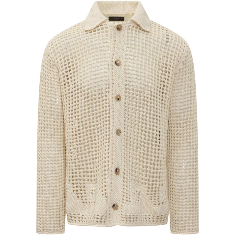 Alanui Pullover Camicia Cardigan In Maglia Traforata weiß