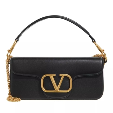 Valentino Garavani V-Logo Foldover Shoulder Bag Black, Satchel