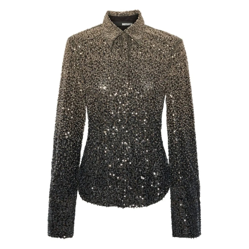 Rotate Overhemd Shimmering Gradient-Sequin Grey Shirt Grey