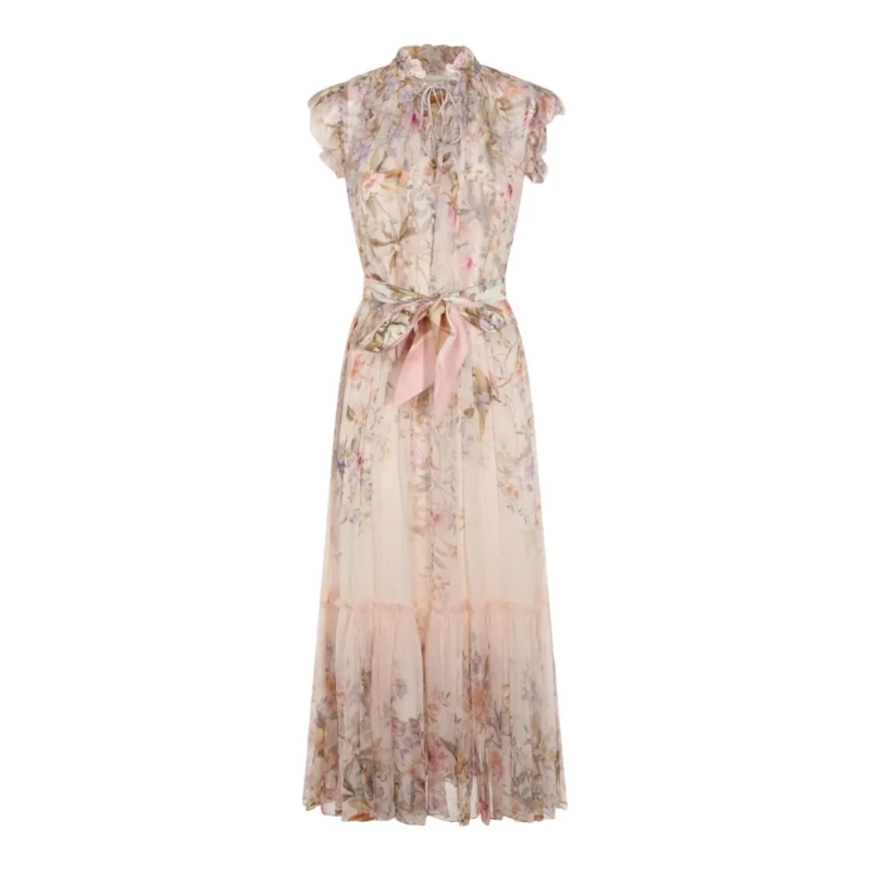 Zimmermann  Maxi Dress With Delicate Floral Print Neutrals