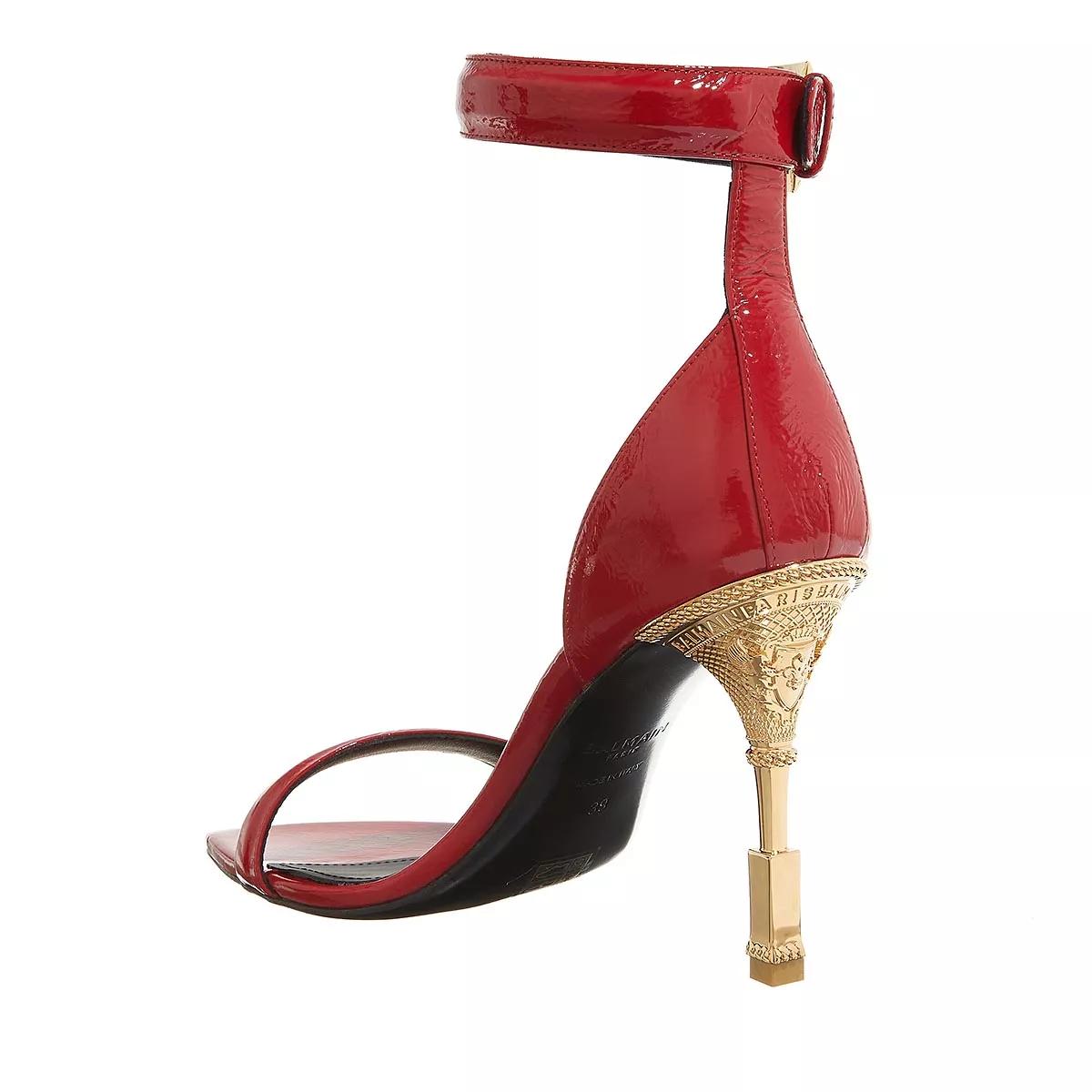 Balmain Moneta Sandals Patent Leather Red | Riemchensandale