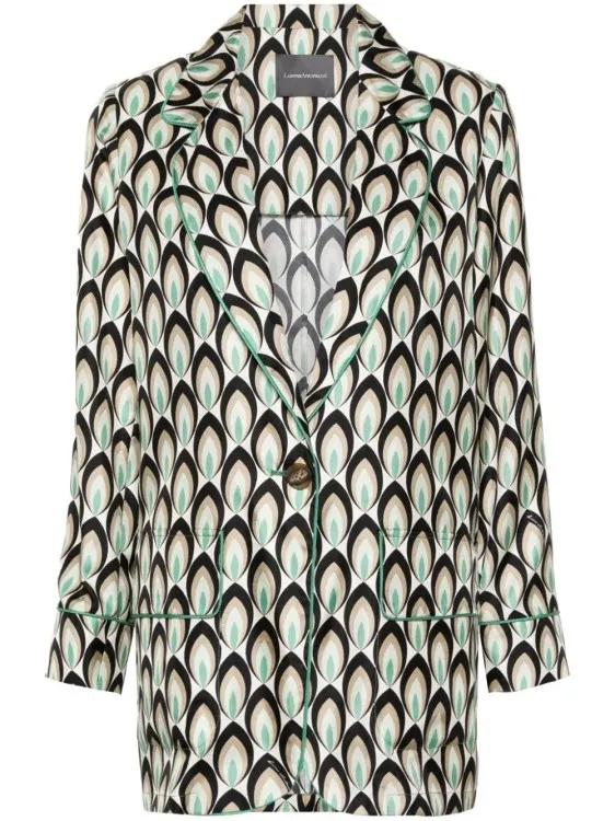 Thumbnail - Lorena Antoniazzi - Graphic-Print Silk Blazer - Größe 50 - bunt
