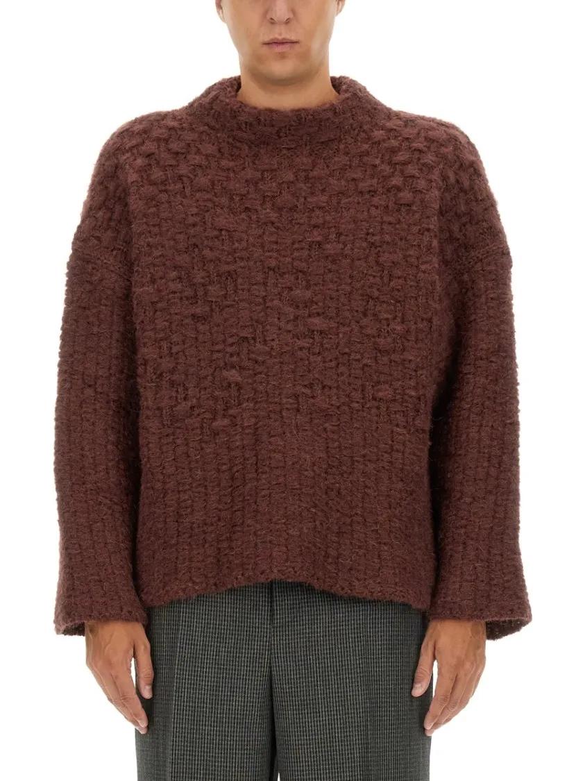 Thumbnail - Jil Sander - Textured Mohair Blend Knit With Flared Sleeves - Größe 50 - braun