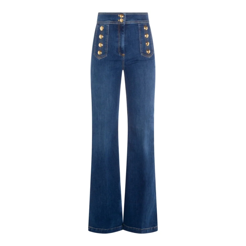 Elisabetta Franchi Jeans High-Waisted Flared Jeans Green