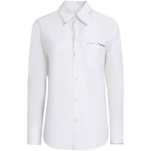 Marni Logo-Embroidered Cotton Shirt White 