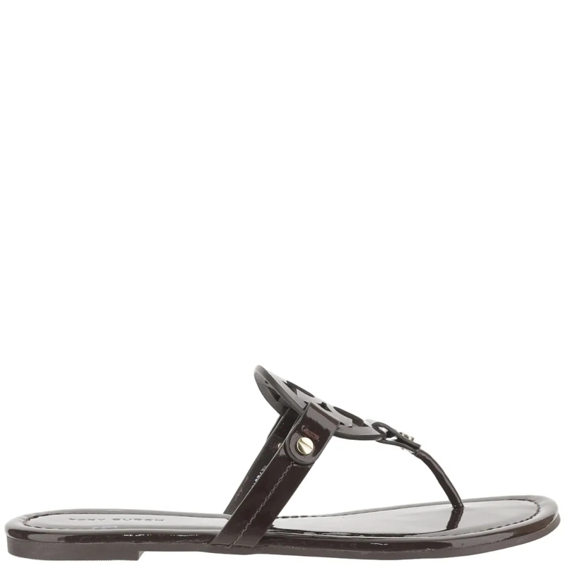 Tory Burch Sandalen Leather Slip-On Sandals With Distinctive Cut-Out L Grey