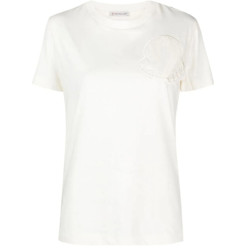 Moncler T-Shirts Logo Embroidered T-shirt weiß