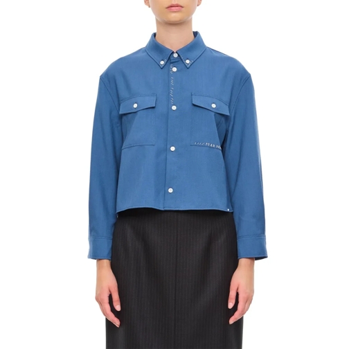 Marni Hemden Cropped Wool Shirt Blue