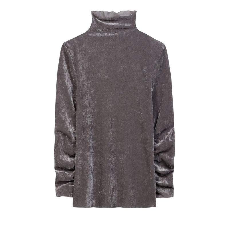 Luisa Cerano Trui met col Samt-Turtleneck-Shirt heather grey
