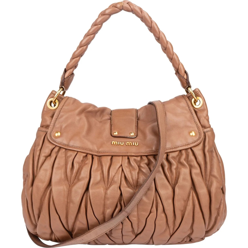 Miu Miu Tote Miu Miu Quilted Leather City Handbag braun