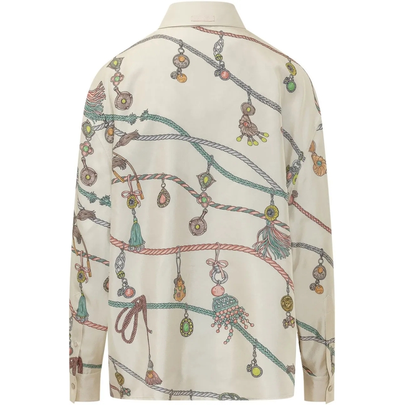 Versace Bluse Camicia Stampata con Motivo Accessorio weiß(Image 2)
