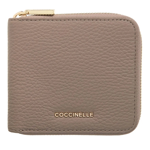 Coccinelle Metallic Soft Warm Taupe Portemonnaie mit Zip-Around-Reißverschluss