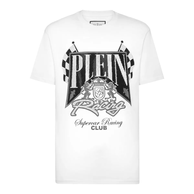 Philipp Plein T-Shirt T-Shirt Racing Mit Schmucksteinen schwarz