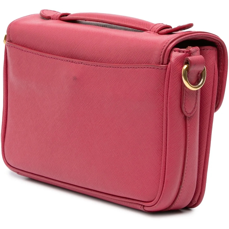 Prada Schultertasche Saffiano Sound Lock Satchel rose