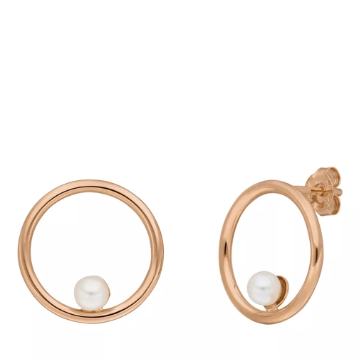 Leaf Studs Circle with Pearl Rose gold Ohrstecker