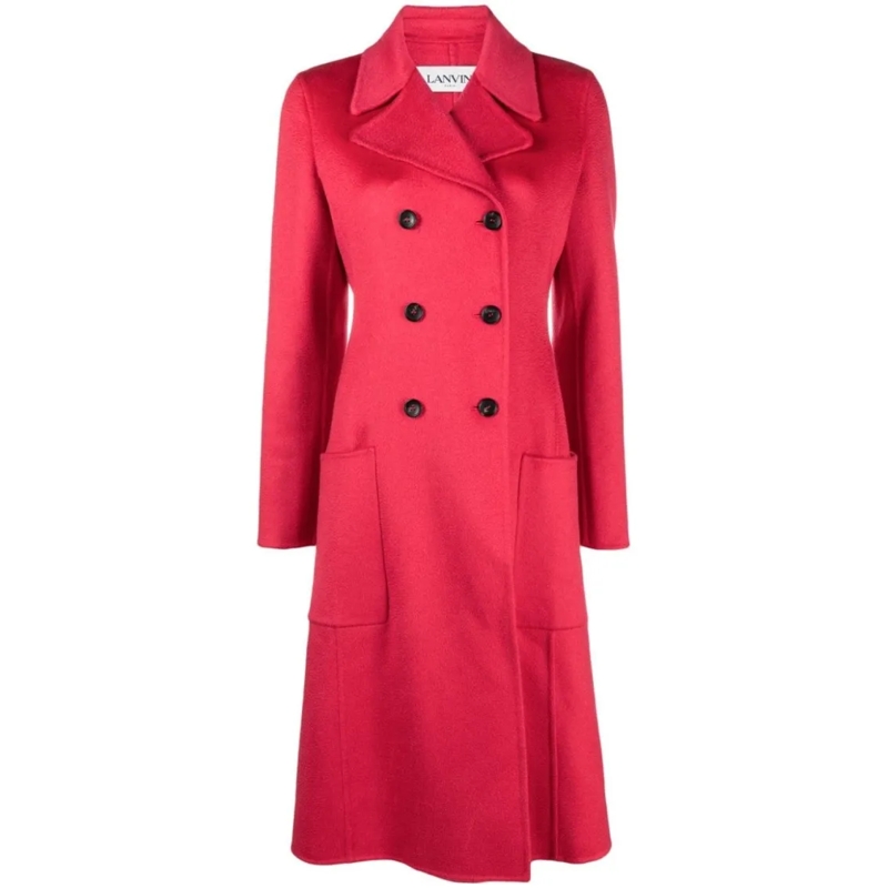 Lanvin Trenchcoat Double-Breasted Cashmere Coat Red