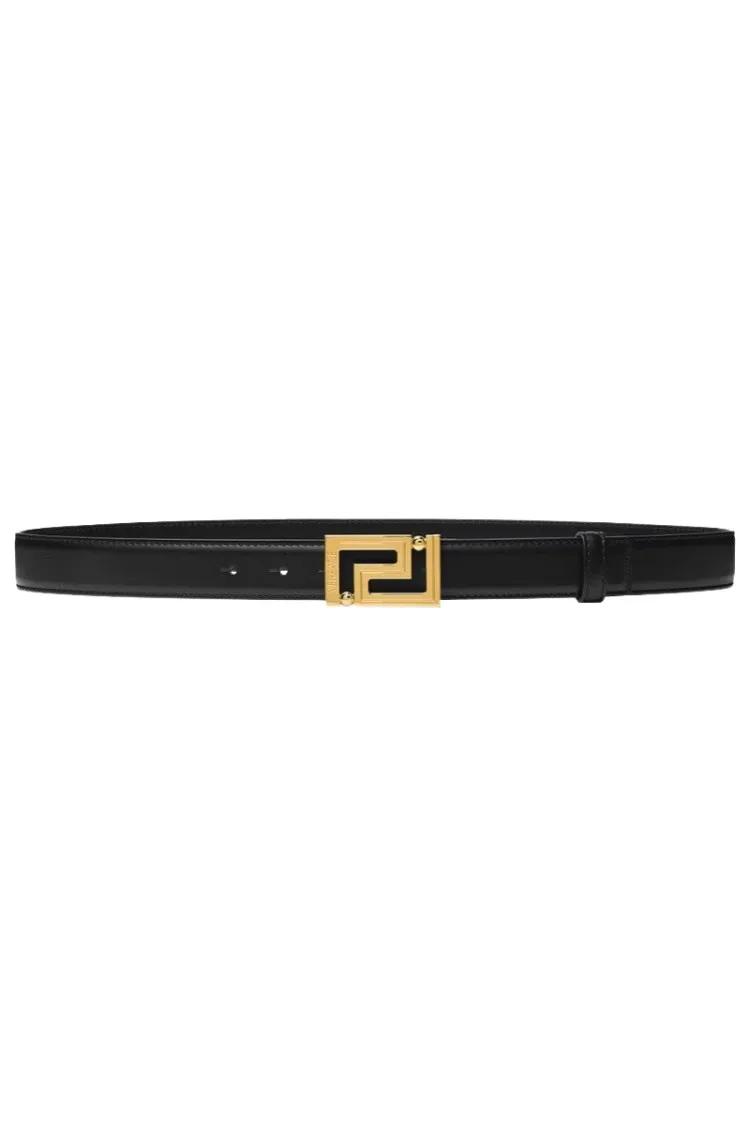 Versace Gürtel - Greca Leather Belt - Gr. 110 - in Schwarz - für Damen