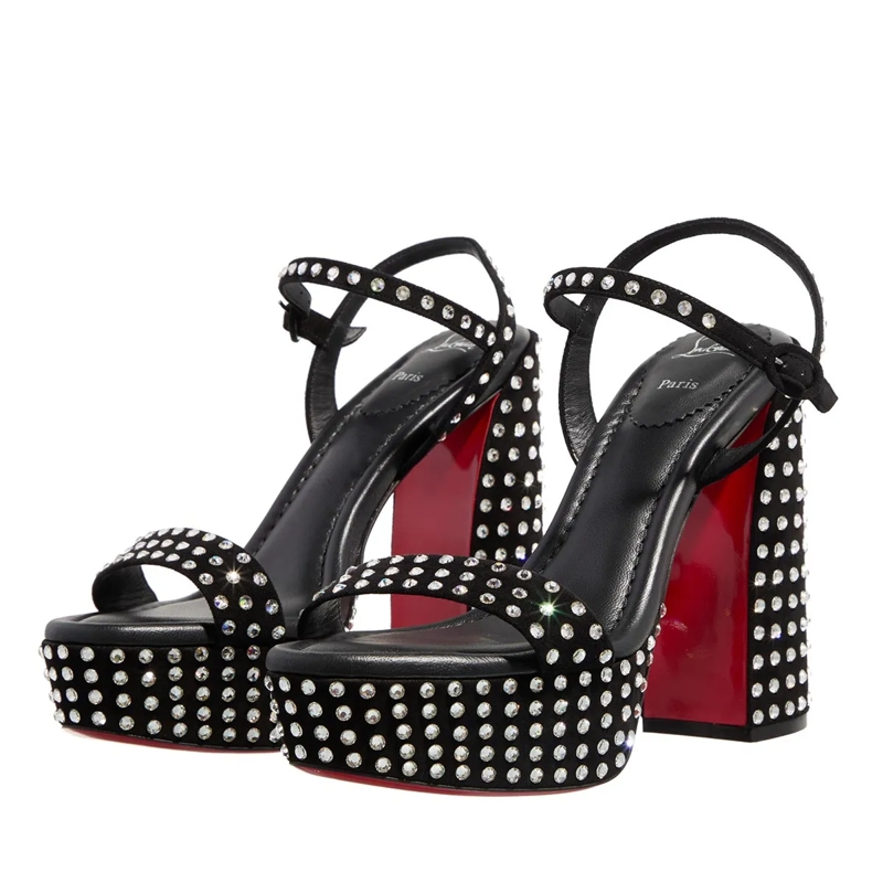 Christian Louboutin High Heels Movida Jane Sandal Strass Boum Black / Crystal
