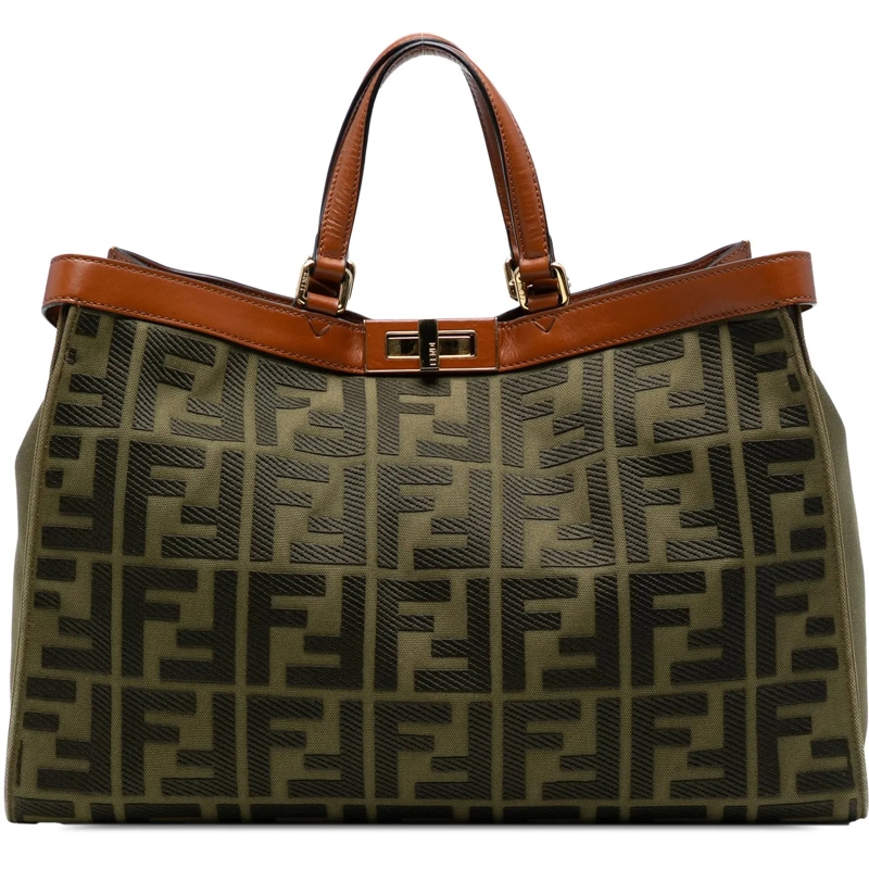 Fendi Sac à bandoulière Zucca Embroidered Canvas Peekaboo X Tote grün