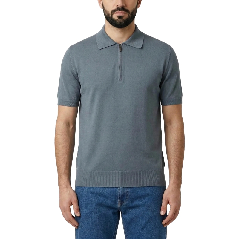 Canali Polohemd Poloshirt mit Reißverschluss blau(Image 2)