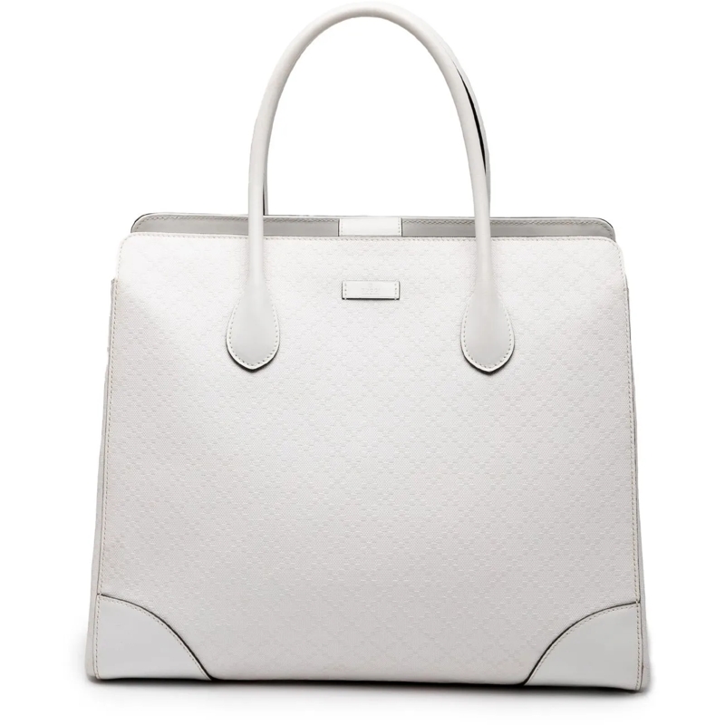 Gucci Shopper Diamante Bright Leather Tote weiß
