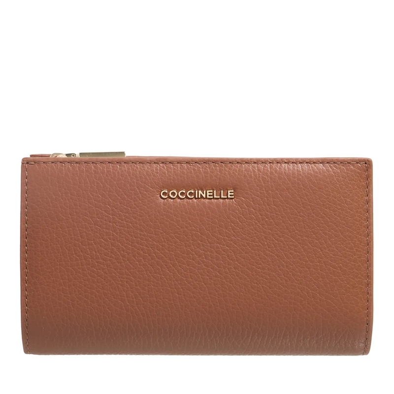 Coccinelle Tri-Fold-Portemonnaie Metallic Soft Cognac