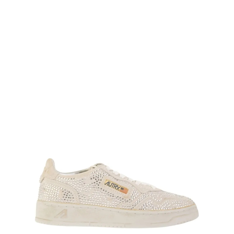 Autry International Lage-top sneaker Medalist Low - Suede Trainers With Rhinestones White