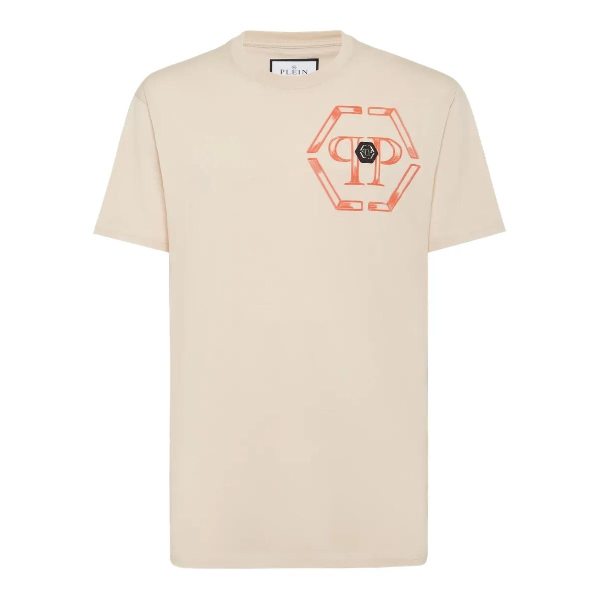 Thumbnail - Philipp Plein - Jersey T-Shirt Round Neck Ss Hexagon - Größe M - beige