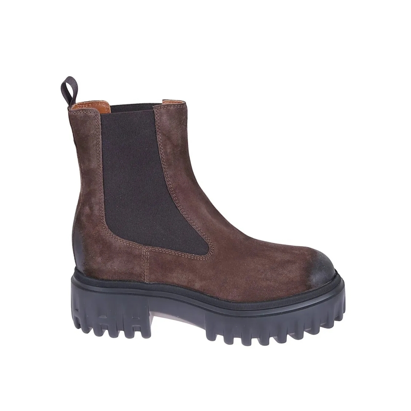Hogan Bottes Brown Suede Chelsea Boots With Rubber Sole Grey