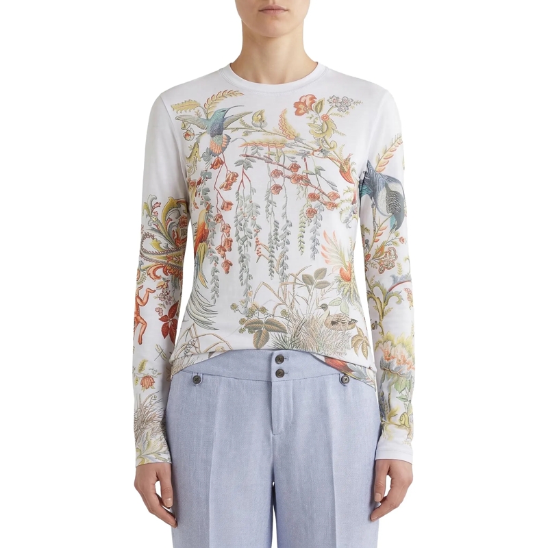 Etro T-shirt Langarm-Oberteil mit floralem Muster blau(Image 2)