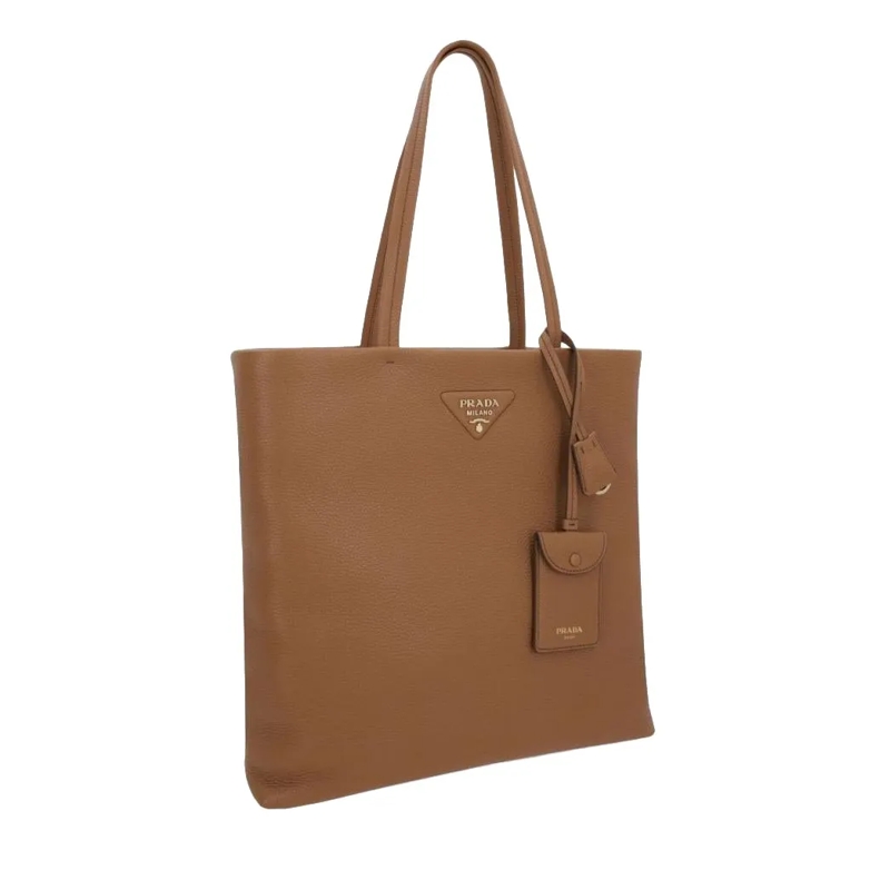 Prada Tote Textured Brown Tote Bag With Detachable Tag Brown(Image 2)