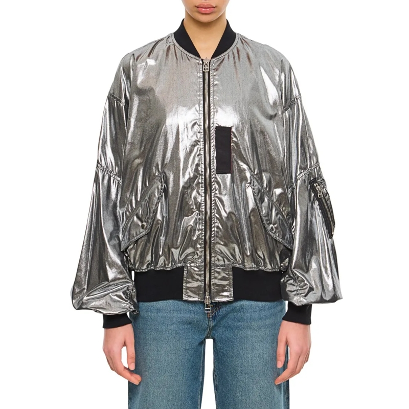 Junya Watanabe Bomberjack Metallic Finish Bomber Jacket With Ribbed Neckline Metallic