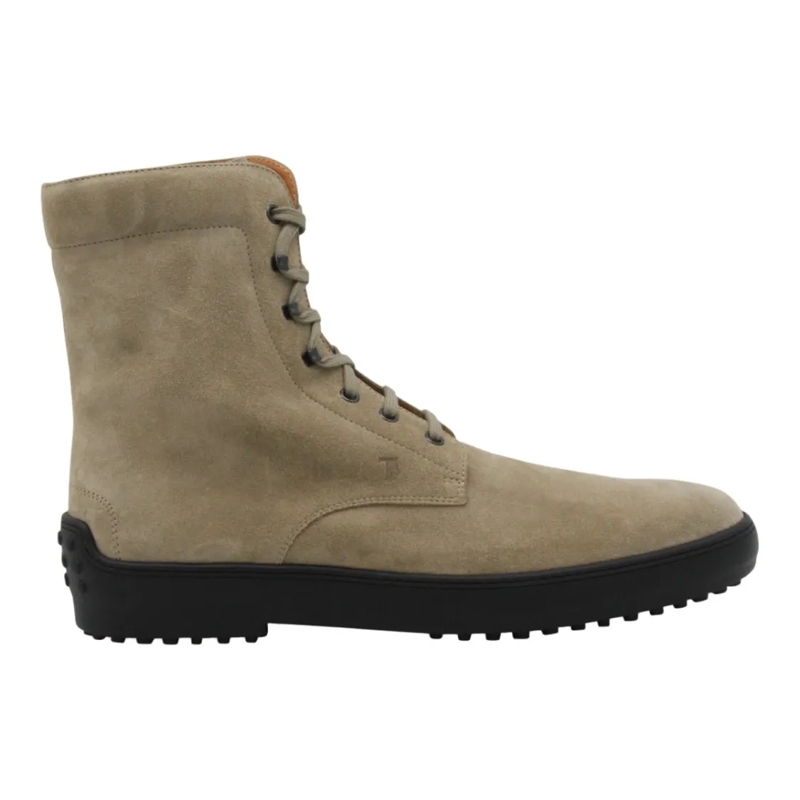 Tod's Stiefel High-Top Beige Suede Boots Brown