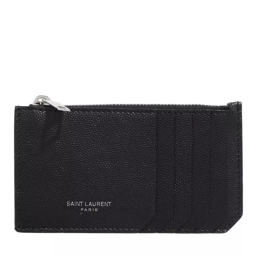 Saint Laurent Fragments Zipped Card Case Grain Leather Black Kartenhalter