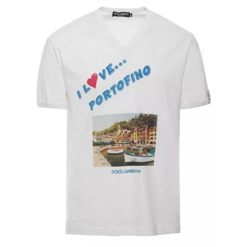 Dolce&Gabbana White T-Shirt With 'I Love Portofino' Print In Cot White 