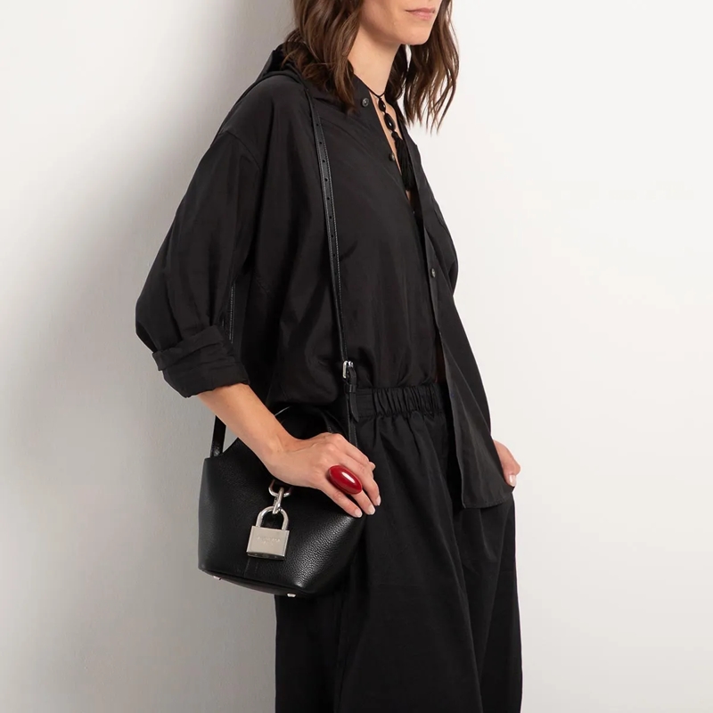 Balenciaga Bucket Bag Locker Handbag Leather Black(Image 3)