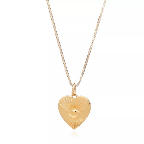 Rachel Jackson London Protective Tatoo Heart Necklace yellow Gold Mellanlångt halsband