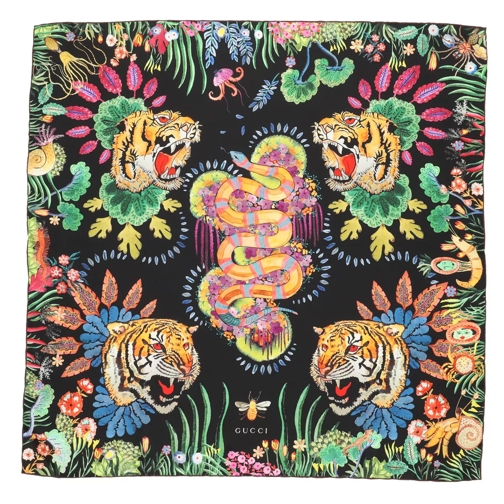 Gucci Tigers And Kingsnake Print Scarf Black/Multi Halsdoek