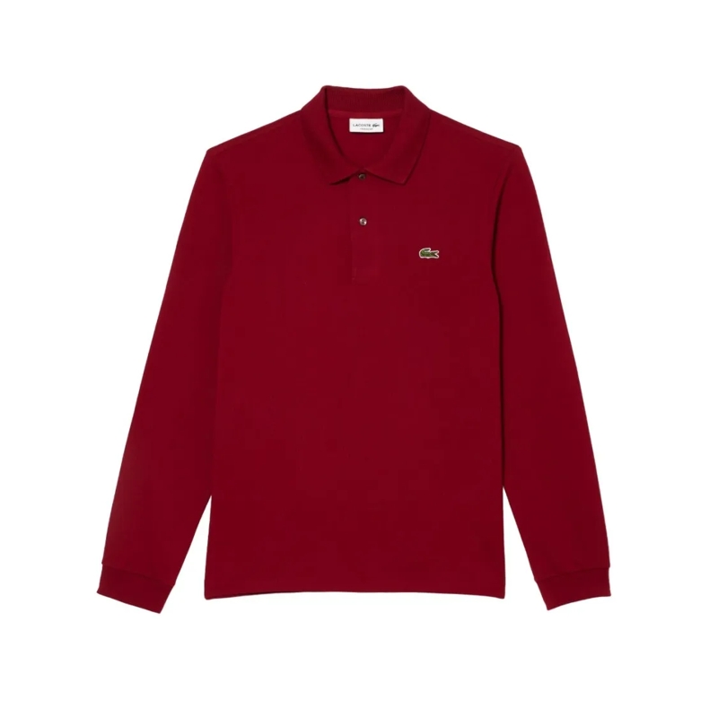 Lacoste Polohemd Bordeaux Long Sleeve Polo With Mother-Of-Pearl But Red