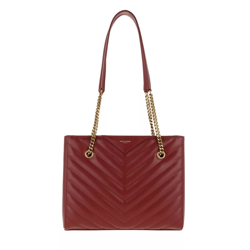 Saint Laurent Tribeca Tote Bag Leather Red Rymlig shoppingväska