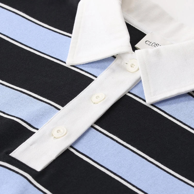 Closed Pullover Gestreiftes Langarm-Poloshirt mehrfarbig(Image 3)