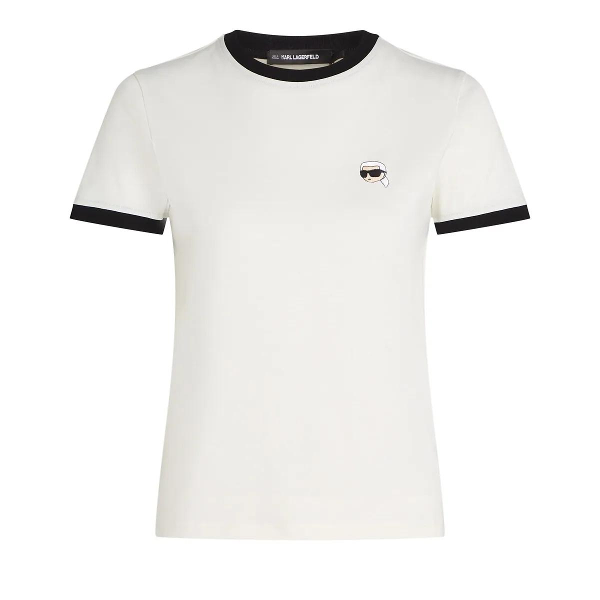 Thumbnail - Karl Lagerfeld - IKON T-SHIRT MIT KONTRASTIERENDER PASPELIERUNG - Größe M - creme
